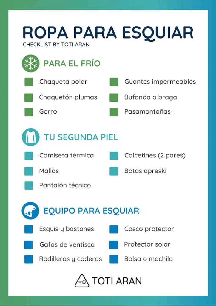 Checklist Ropa para ir a la nieve