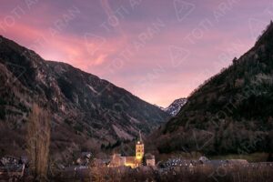 Vista al atardecer de Arties