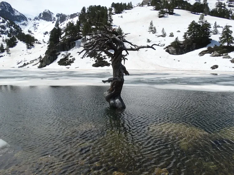 Lago nevado en el Valle de Arán