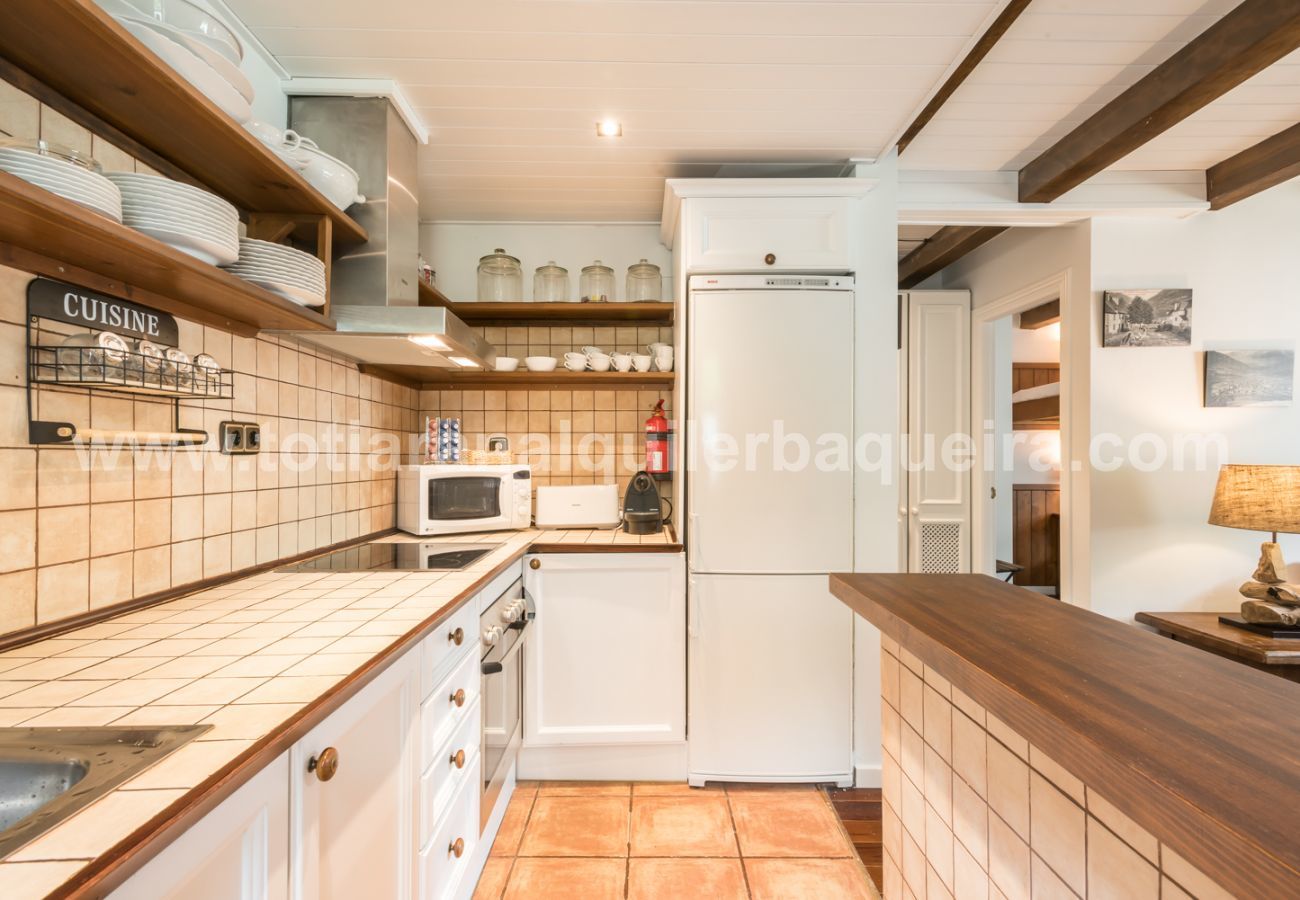 Kitchen of the Cap dera Vila apartment in Vielha. 20 minutes from Baqueira